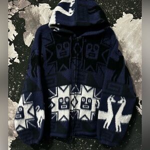 Aztec Indigenous Alpaca Knit Zip Hoodie